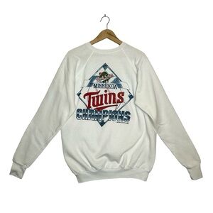 MINNESOTA TWINS Vintage White 1987 World Series Champions Sweatshirt Size XXL